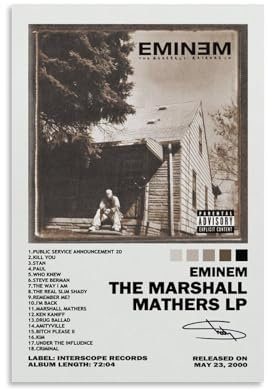 ZFHK The Marshall Mathers Albumcover-Poster, Eminem-Poster, Wandkunst, dekoratives Gemälde, Schlafzimmer, Gemälde, Poster, 30 x 45 cm, ungerahmter Stil