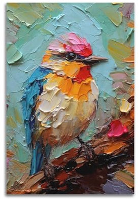 GLMHOK Ölgemälde-Poster, Motiv: Eisvögel, dekoratives Gemälde, Leinwand-Poster, 30 x 45 cm