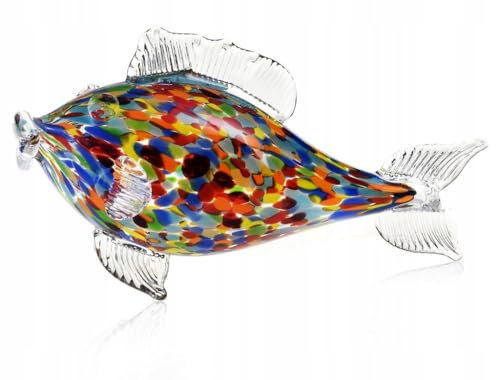 Generisch Glasfigur Dekorative Bunte Fisch Kreativ Dekofigur Geblasen Glas Vintage 25x13cm