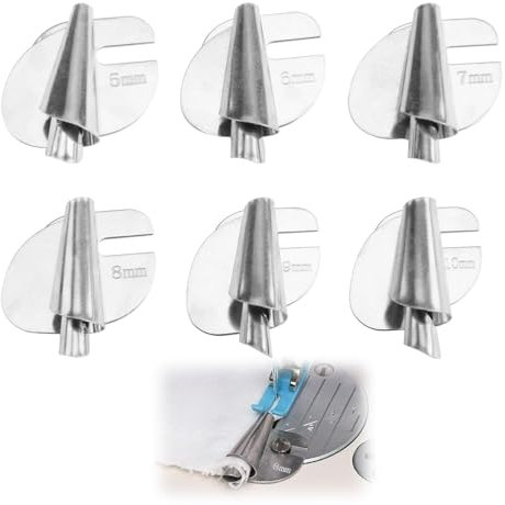 6 pcs Pied D'Ourlet Roulé à Coudre, Pied de Biche pour Ourlet Roulé, Accessoires pour Machine à Coudre, Pieds Roulés de 5-10 mm pour Tous Types de Tissus