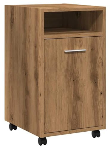 vidaXL Schrank mit Rollen Artisan-Eiche 33x38x60 cm Holzwerkstoff, Sideboard, Wohnzimmerschrank, Schrank mit Rollen, Beistellschrank, Konsolenschrank