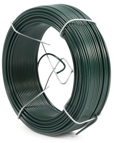WilTec Alambre metálico de jardinería Ø1,6mm Acero galvanizado Verde Longitud 50m para Aficionados al Bricolaje floristas jardineros, Manualidades Modelismo Floristería, Atar Plantas y Mucho más