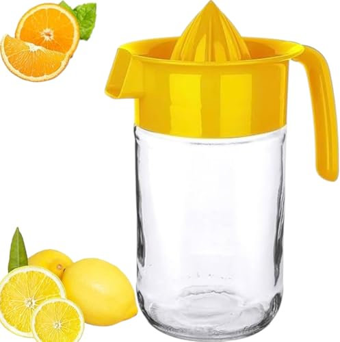 Pro Home Manual Juicer Lemon Squeezers 660ml Orange Citrus Lemon Lime Fruit Press Squeezer With Glass Jug Hand Press Juice Squeezer (Yellow, 660ml)