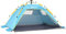 Outsunny Tenda da Spiaggia con Finestre Richiudibili e Porta a Cerniera, Tenda Istantanea in Poliestere e Fibra di Vetro, 220x173x120 cm, Blu Chiaro e Giallo