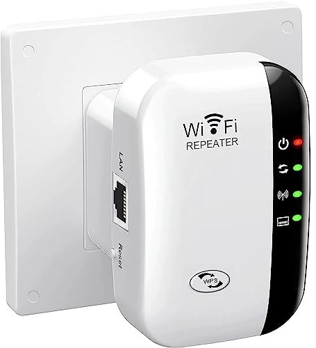 Ripetitore WiFi Potente per Casa Amplificatore WiFis Più Recente WLAN Ripetitore WiFi Extender 300Mbit/s 2.4GHz, Porta LAN, Supporta Modalità Ripetitore/Router/AP