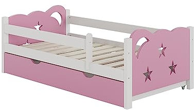 VitaliSpa Kinderbett Jessica, Rosa/Weiß, 70x140 cm mit Schublade, ohne Matratze