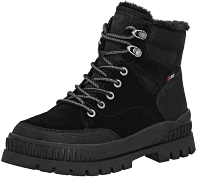 Rieker W2176-00 Schnürstiefel Leder und Synthetik Damen in schwarz