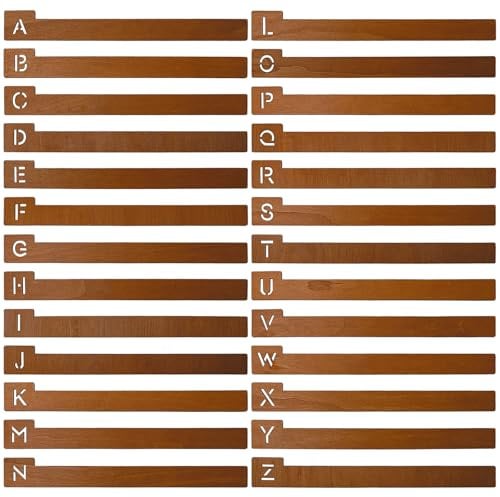 26 Pcs Séparateur de Disque Vinyle en Bois Intercalaires Alphabétiques A-Z | Bois Séparateurs Alphabétiques en Vinyl, Guide de Rangement Pour Disques Vinyles, Album, CD, DVD, Livre 35*4cm