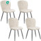 WAFTING Esszimmerstühle 4er Set, Plüsch Chenille Farbric schalenförmiger Esszimmerstuhl, und Metallbeine, Moderner Komfort für Heim & Büro, Beige