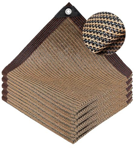 Generisch Schattierungsnetz,Sonnenschutznetz mit ösen,90% Shading Rate UV-Beständiges, Schattiernetz Gewächshaus,Schattennetz Garten, Sonnenschutz Netz Braun für Patio Carport Hühnerstall(2 x 3.0 m)