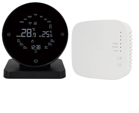ZAMETTER Thermostat intelligent sans fil WiFi avec écran LCD - Contrôleur de température programmable sans fil - Thermostat d'ambiance LED - Télécommande de gestion du chauffage (pas de Wi-Fi)