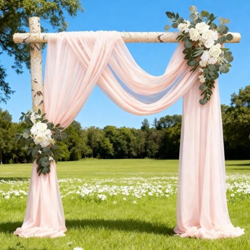Alaoo Rideau en Tulle Rose, 500 x160cm Arche Tenture Mariage | Tissu drapé Arche Rideaux, Toile Plafond Swag, décoration Mariage Cérémonie Fête, emballage cadeaux, bricolage, couture