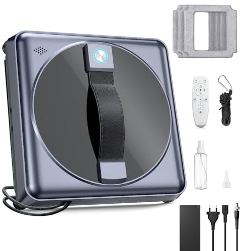 Yeerain Robot Lavador de Ventanas, Función Vaporización, Aspiración Turbo 7000Pa, Silencioso, 3 Modos, Navegación Inteligente, Detección de Bordes, 10 Toallitas