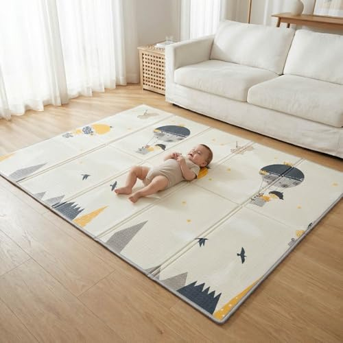 PikatoyZ® Spielmatte Baby | Krabbelmatte Baby Faltbar mit Tragetasche | Schadstofffreier, Rutschfeste, Wasserfester XPE Schaum | 180x150 cm boden spielmatte kinder für Innen und Außen