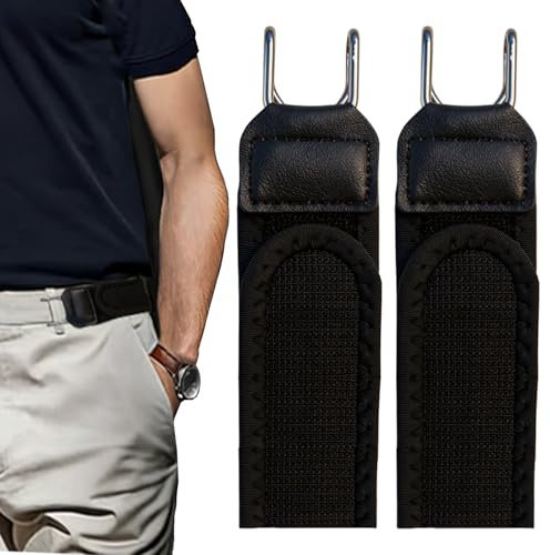 FLYGRRIV Gürtel Ohne Schnalle, Elastischer Schnallenloser Gürtel Herren & Damen, Buckle Less Belt mit Metallhaken, Verstellbar mit Klettverschluss, Komfortabel und Einfach zu Bedienen