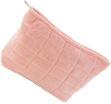Großer Kosmetiktaschen Organizer aus Plüsch, Reisekosmetiktasche für Frauen | Rosa, Großes Fassungsvermögen, Stabile Reißverschlusslösung, Leicht zu Reinigen, Schützt Inhalte