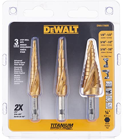 DEWALT Juego de brocas de 3 piezas, revestimiento de nitruro de titanio, vida útil más larga y mejor eliminación de virutas (DWA1790IR)