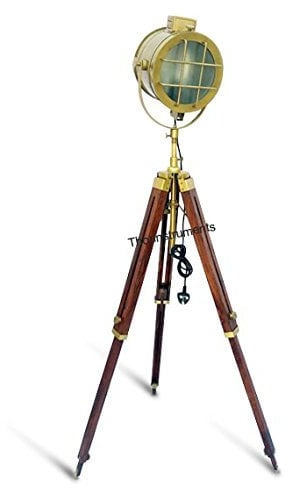 THORINSTRUMENTS Thor Instruments.Co Photography Designer Floor Searchlight Spotlight With Heavy Tripod Stand Lamp Gold