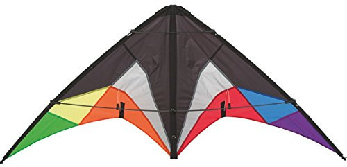 HQ 11234630 - Quickstep II Black Rainbow Lenkdrachen Zweileiner, ab 10 Jahren, 60x135cm, inkl. 20kp Polyesterschnüre 2x20m auf Winder mit Schlaufen, 2-5 Beaufort