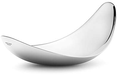 Georg Jensen GJ 099081 Blatt-Spiegel-Teller Groß, Edelstahl, stainless steel, 8 x 12,8 x 22,7 cm