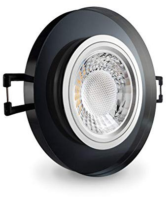 CONCEPTRUN LED Einbaustrahler Glas rund schwarz verspiegelt Einbauleuchte Einbauspot GU10-230V Inkl. LED Leuchtmittel Dimmbar Warmweiß