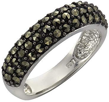 Zeeme Gemstones Damen Ring 925/- Sterling Silber Rhodiniert Markasit schwarz 360271683