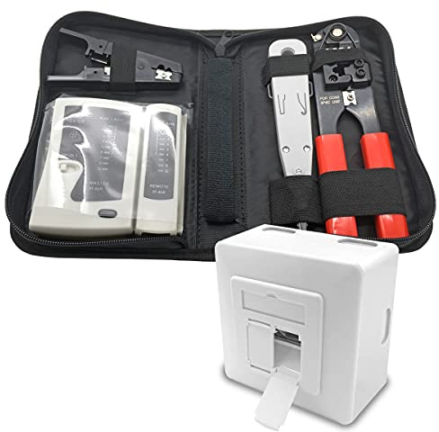 Cat6a Netzwerkdose + Werkzeugset Netzwerk Dose 2x RJ45 Port Datendose ARLI