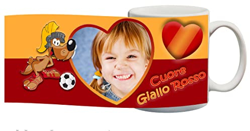 csm Informatica Tazza gadget compatibile per tifoso giallorosso serie adatta a Roma nel cuore, cuore Giallorosso Personalizzata con nome,frase,foto ecc Idea Regalo
