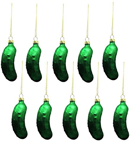 Geschenkestadl 10 x Weihnachtsgurke Glas Gurke Anhänger Baumschmuck Christmas Pickle Weihnachten