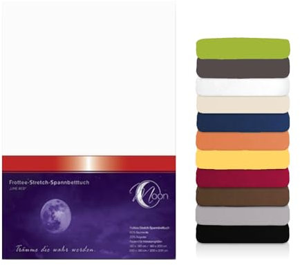 Moon Premium Frottee Spannbettlaken/Spannbetttuch (90x200-100x200, weiß)