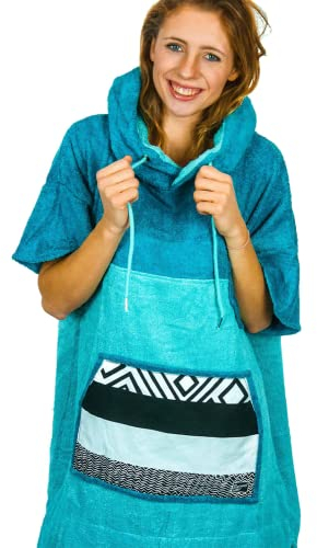 WAVE HAWAII Poncho Air Badeponcho 60% Viskose aus Bambus und 40% Baumwolle für Körpergrößen von 160-190 cm Umkleidehilfe für Schwimmen Strand Surfen Duschponcho für Damen Herren Erwachsene