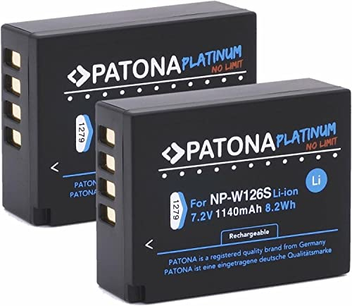 PATONA 2X Platinum NP-W126s Akku 1210mAh Ersatzakku kompatibel mit Fuji Fujifilm XM5 X100F X100V X100VI XA1 XA2 XA3 XA5 XS10 XT3 XT20 XT30 II XT5 XT50 X-M5 X-S10 X-T3 X-T50 NP W126s NPW126s NP-W126