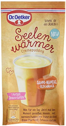 Dr. Oetker Seelenwärmer Tassen-Cremepudding Sahne-Mandel-Geschmack, 58 g – Dessertpulver für die schnelle Zubereitung einer Cremepudding-Nachspeise