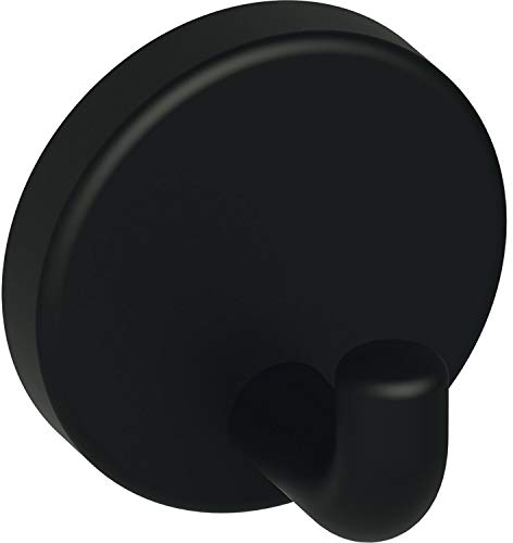 HEWI 801.90B010 90 Mantelhaken 801.90.010 ø 40 mm, Tiefe 30 mm, Polyamid tiefschwarz, Farbe: schwarz matt