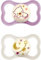 MAM Air Night Ciuccio Luminoso in Set da 2, in Silicone con Custodia Porta Succhietto, 6-16 Mesi, Rosa