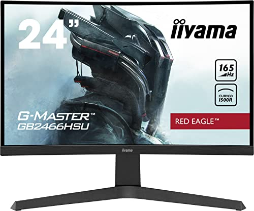 iiyama G-Master GB2466HSU-B1 Monitor Gaming Curvo de 23,6 FullHD (1920x1080, Panel VA, 16:9, 165Hz, 1ms, 2 HDMI, 1 Displayport, 2 USB2.0, Freesync, Regulable en Altura, Pivotante) Negro Mate