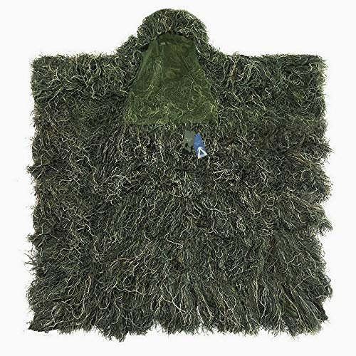 VIGAN 3D Bogen Jagd Gras Ghillie Poncho Scharfschützen Wüste Tarnung Umhang für das Training (Green Camo)