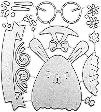 XIGAWAY Osterhase mit Brille, Metall-Stanzschablone, Scrapbooking, DIY, Album, Stempel, Papierkarte, Prägung, Dekoration, Handwerk