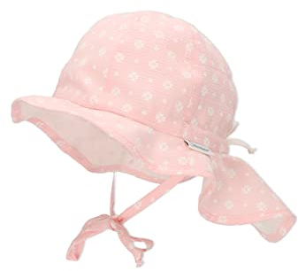 Sterntaler Baby Mädchen Flapper Baby Sonnenhut Brik Hut - Sonnenhut, Sommerhut, Babymütze mit Bindebändern und Nackenschutz - waschbar - rosa, 43