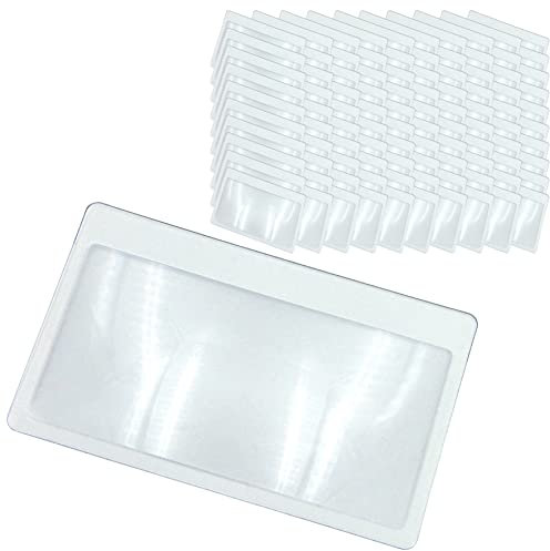 THORANI 100 Stück Taschenlupen im Kreditkartenformat - Kleine Kartenlupe mit 3-facher Vergrößerung, Ultra dünn, biegsam und bruchsicher