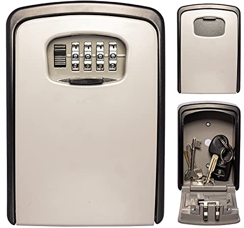 UK Security Supplies Extra Large Wall Mounted Key Safe Lock Box- 4 Wheel Combination Key Lock Box Outdoor