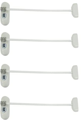 UAP Window Restrictor with Key - Window Safety Locks with 20cm Cable, Window Locks for Child Safety, Security Window Limiter Restrictor for All Types of Windows (4 Locks, White - White Cable)