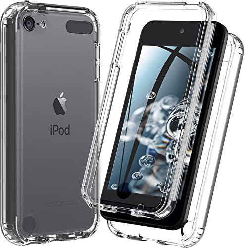 Schutzhülle für iPod Touch 7. / 6. / 5. Generation, stoßfeste Silikonhülle [mit eingebautem Displayschutz] Ganzkörper-Schutzhülle für iPod Touch 7/6/5 (transparent)