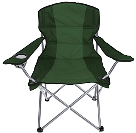 Comfort Anglersessel Campingstuhl Faltstuhl Anglerstuhl Regiestuhl mit Getränkehalter und Tasche in Grün gepolstert