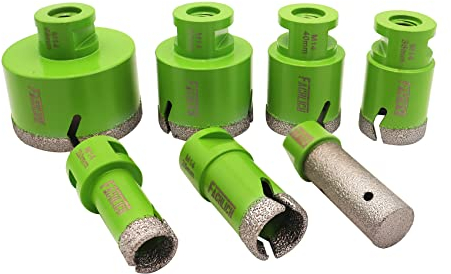 FACHLICH Diamant Fliesenbohrer Set 20/25/35/40/50/68mm M14 Diamantbohrer Lochsäge mit 20mm Diamant Fasenfräser für Porzellan Fliese Granit Marmor