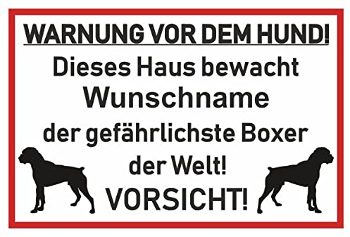 Samunshi® Aufkleber Boxer Warnung - Schild Sticker Hinweisschild Warnschild Vorsicht Hund 50 x 33cm Boxer Warnung schwarz