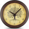 Fishtec Orologio da parete con albero della vita, diametro 30,5 cm, numeri grandi, radio pilotata e silenziosa, senza Tic Tac, modanatura della cornice, quadrante effetto legno, stile vintage