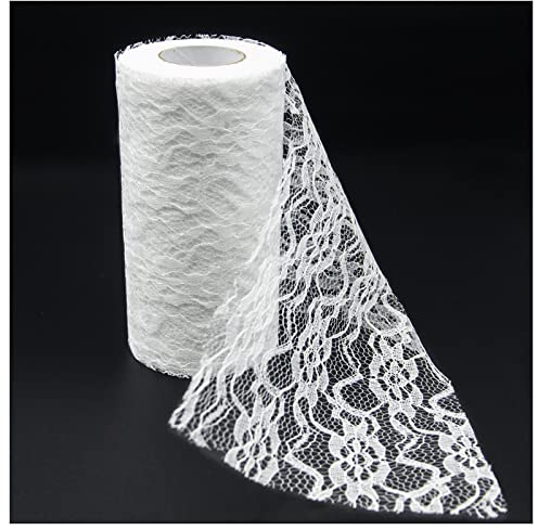 Spitze Tischdecke Tischläufer Weiß, Tischdeko Hochzeit Vintage Weinlese Spitze Rollen Tischband Festival Tischdekoration Spitze für Zeremonie Ereignis Tabellen Dekorationen 15cm x 20m