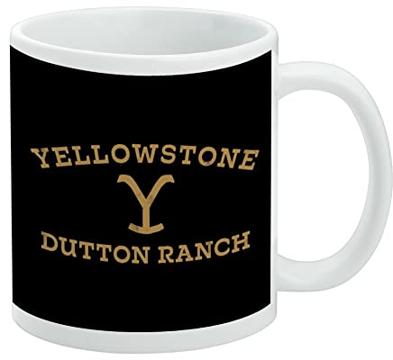 Yellowstone Keramik-Kaffeetasse aus der TV-Serie Dutton Ranch, Geschenk für Kaffee, Tee und heiße Getränke, 325 ml, Weiß