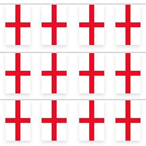 England Flags Bunting St Georges Cross Flags Bunting 10m 30 Flags 14x21cm, Football 2024 England Bunting Flags Banner Party Decorations for Sports Events Bar Garden Indoor Outdoor